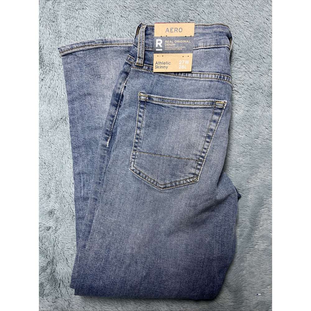 Aero Jeans Athletic Skinny Women's 27x28 Distressed Light Wash Denim‎ Preppy NWT